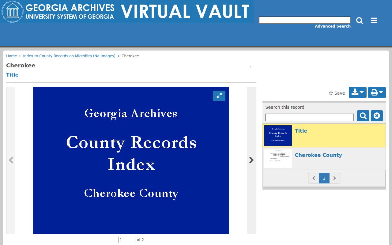 Cherokee County archive catalog for Woodstock city directory research