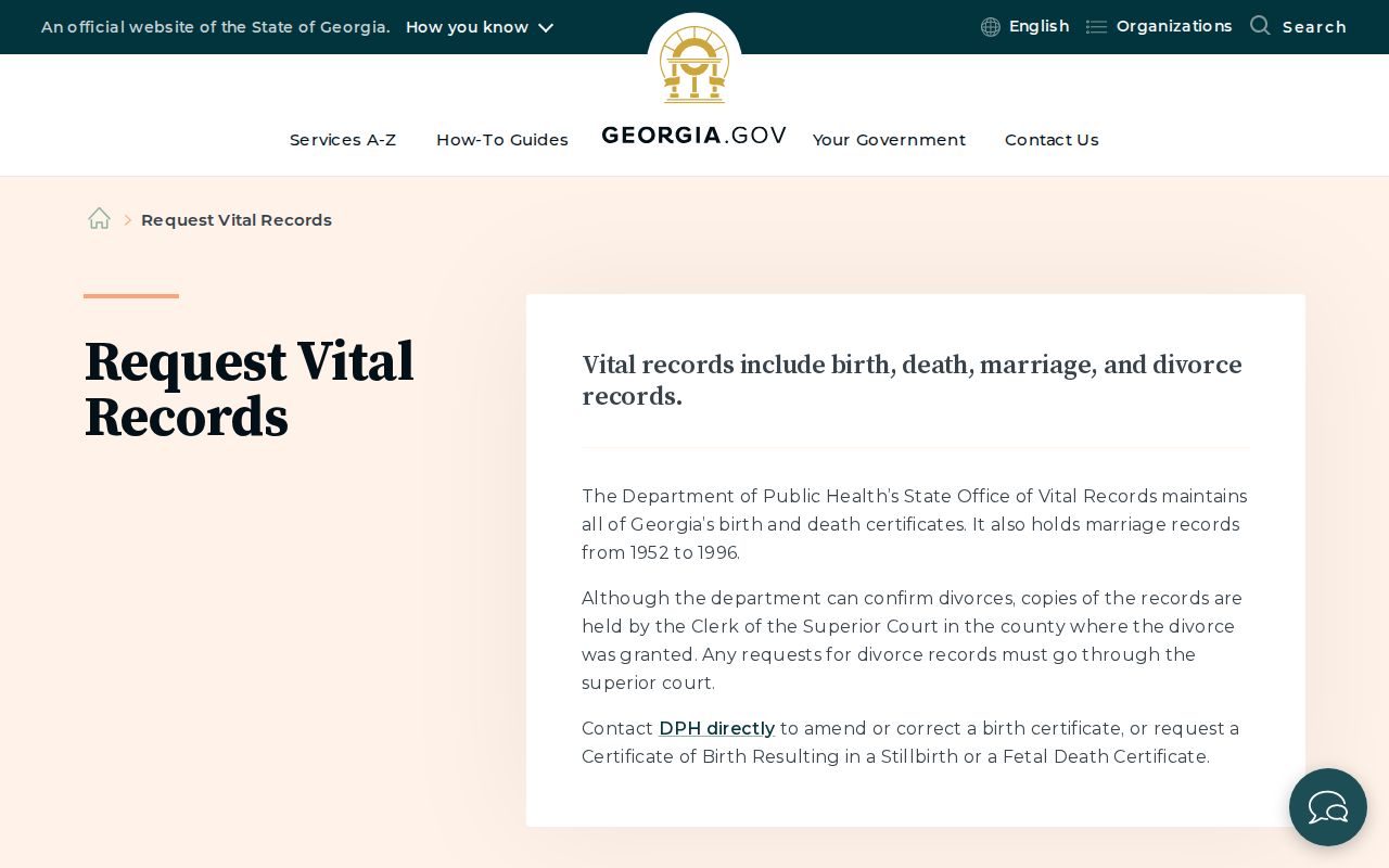 Georgia vital records request options for Woodstock events