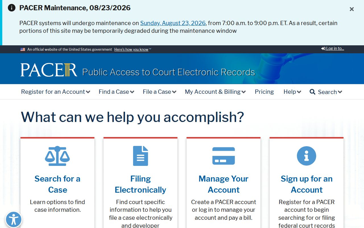 Woodstock resident lookup using the federal PACER service